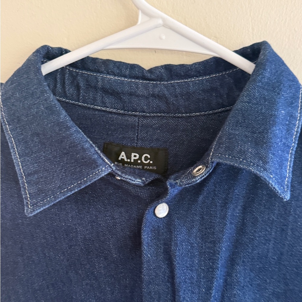 APC Samantha Denim Jacket/Shirt in Washed Indigo - Picture 3 of 11